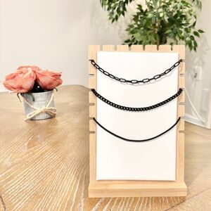 Black Metal Chain Choker Necklace Set (3) Adjustable Goth Punk